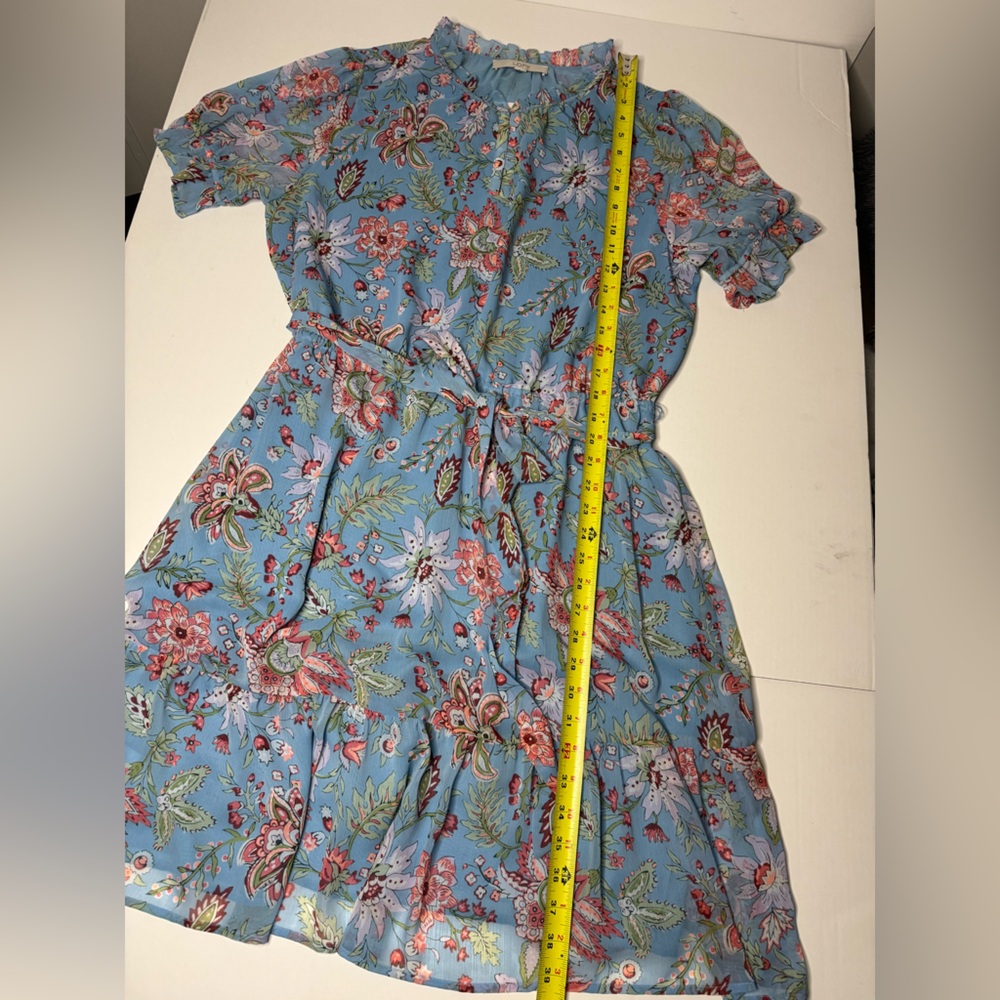 NWT LOFT Floral Print Midi Dress in Blue and Pink - Picture 5 of 10